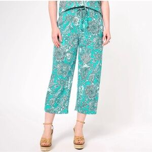 Belle Kim Gravel Beach Petite Cabana Knit Crop Pants Atlantis Blue XL Petite New